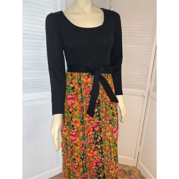 Vintage 60’s Long Sleeve Maxi Dress Size Medium - Picture 13 of 16